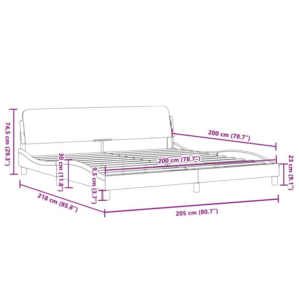 Bettgestell "Dover" Schwarz 200x200 cm Stoff
