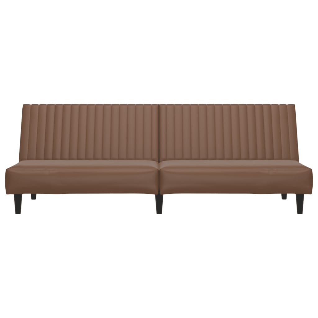 Schlafsofa 2-Sitzer Braun Kunstleder