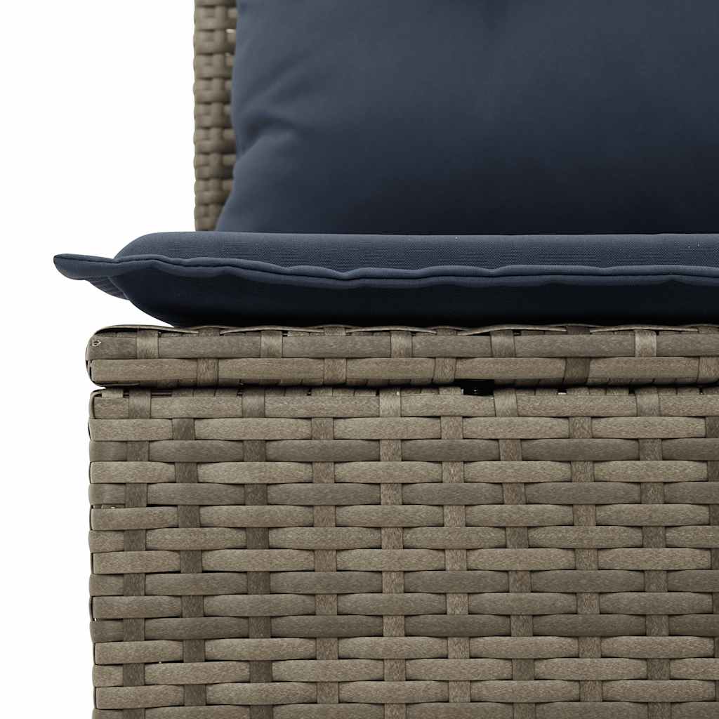 9-tlg. Garten-Sofagarnitur mit Kissen Grau Poly Rattan