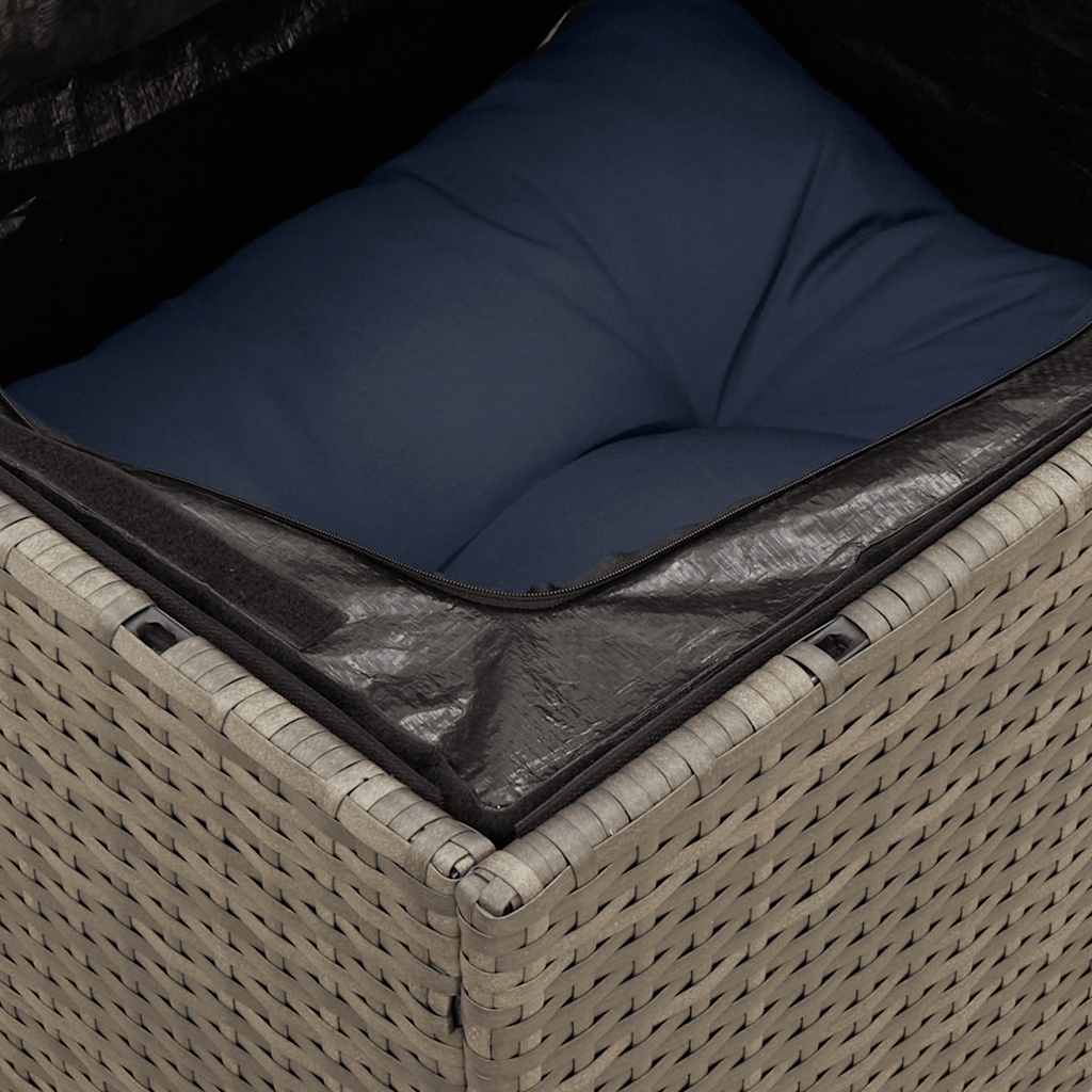 9-tlg. Garten-Sofagarnitur mit Kissen Grau Poly Rattan