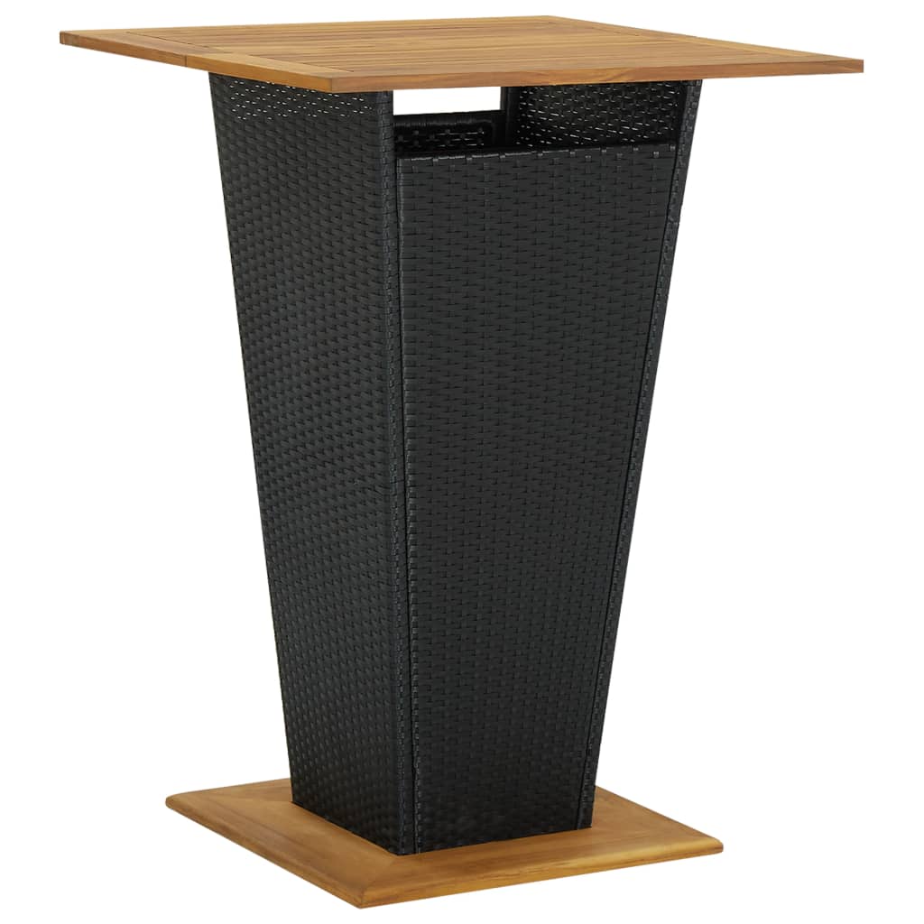 3-tlg. Gartenbar-Set mit Kissen Schwarz Poly Rattan