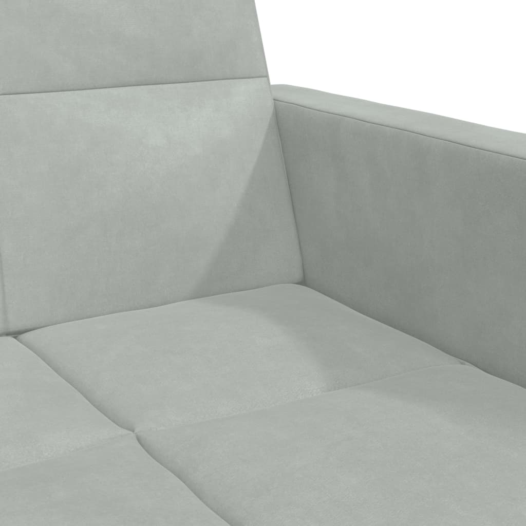 Schlafsofa 2-Sitzer mit Fußhocker Hellgrau Samt