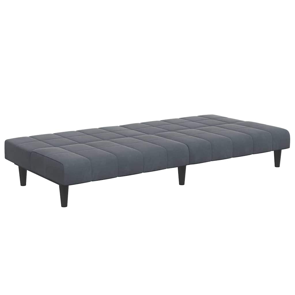 Schlafsofa 2-Sitzer mit Fußhocker Dunkelgrau Samt