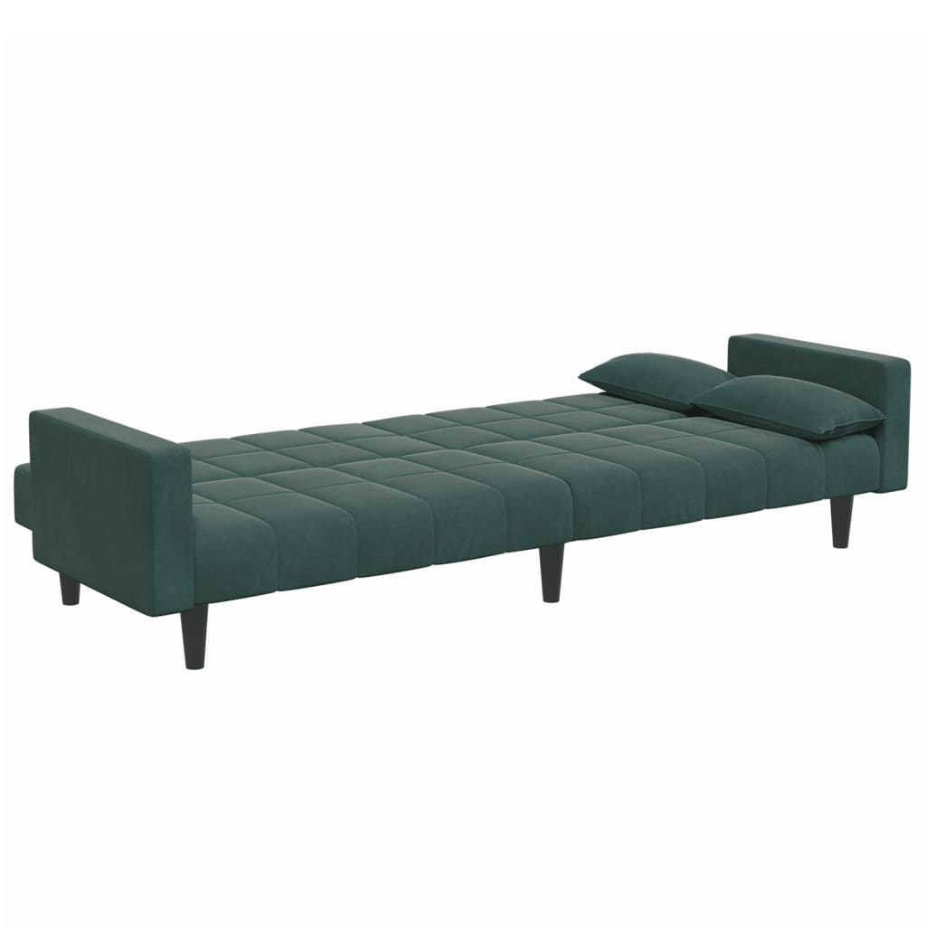 Schlafsofa 2-Sitzer mit Fußhocker Dunkelgrün Samt