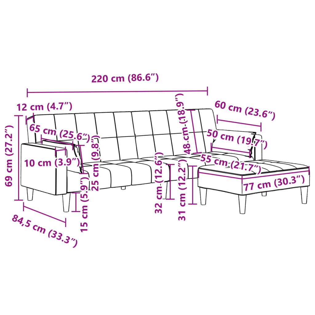Schlafsofa 2-Sitzer mit Fußhocker Dunkelgrün Samt