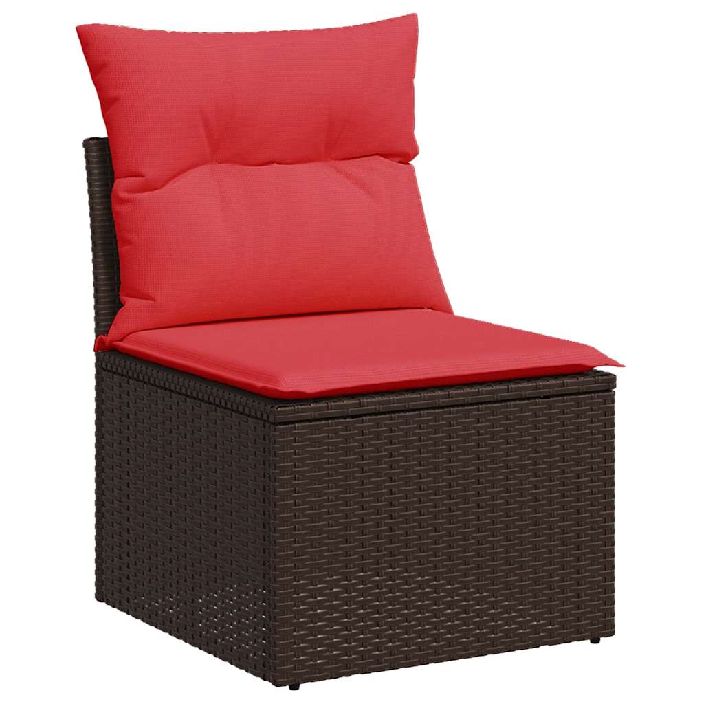 10-teiliges Gartensofa-Set mit Kissen, braun, Polyrattan