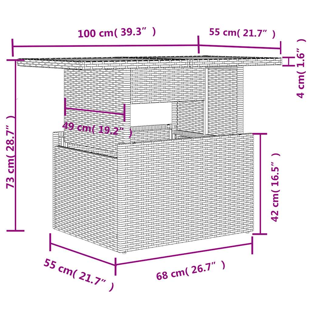 10-teiliges Gartensofa-Set mit Kissen, braun, Polyrattan