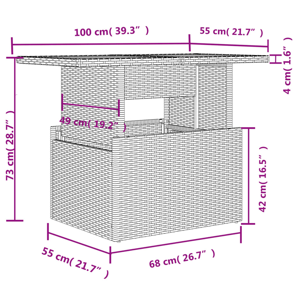 9-tlg. Garten-Sofagarnitur mit Kissen Grau Poly Rattan