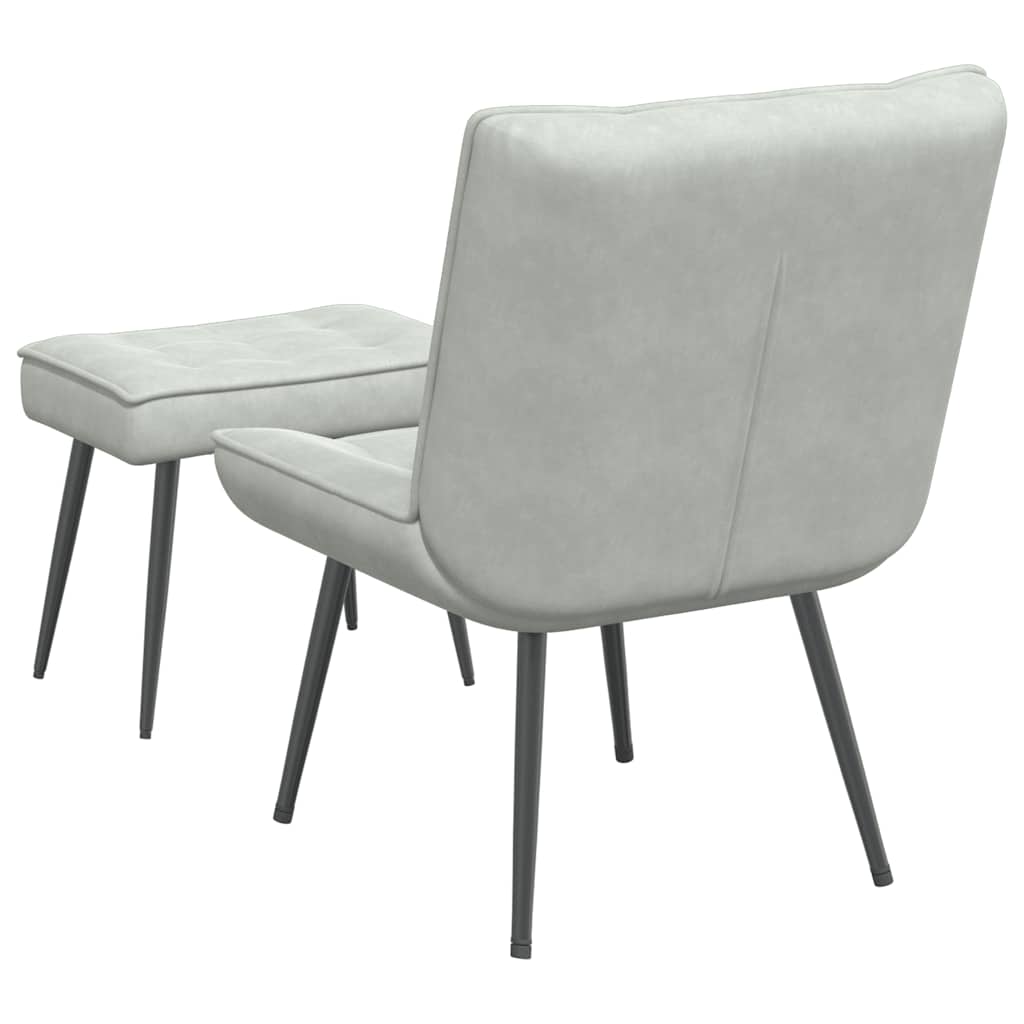 Relaxsessel mit Hocker Hellgrau Samt