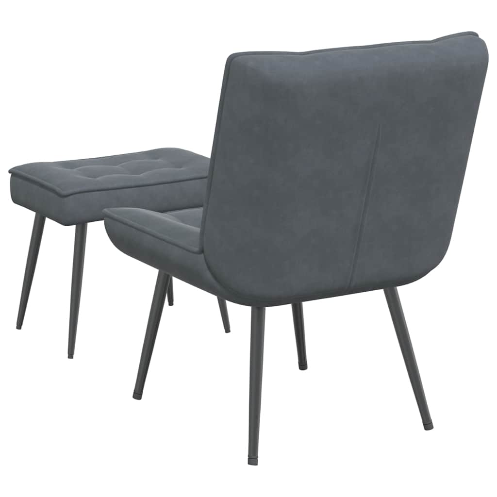 Relaxsessel mit Hocker Dunkelgrau Samt
