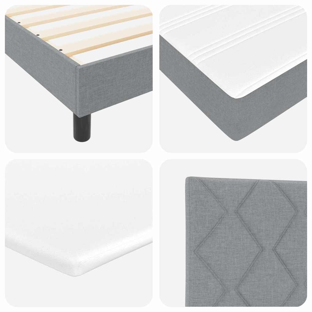 Boxspringbett mit Matratze Hellgrau 90 x 190 cm Stoff