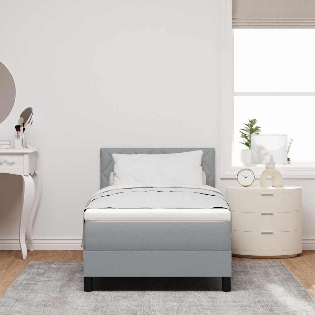 Boxspringbett mit Matratze Hellgrau 100 x 200 cm Stoff