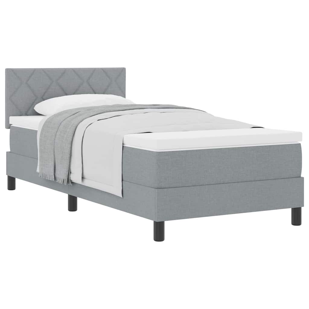 Boxspringbett mit Matratze Hellgrau 100 x 200 cm Stoff