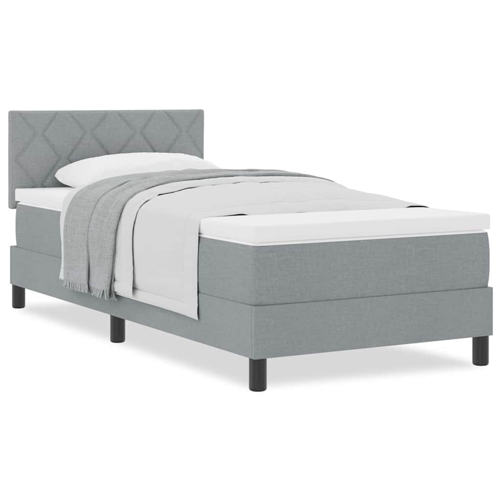 Boxspringbett mit Matratze Hellgrau 100 x 200 cm Stoff
