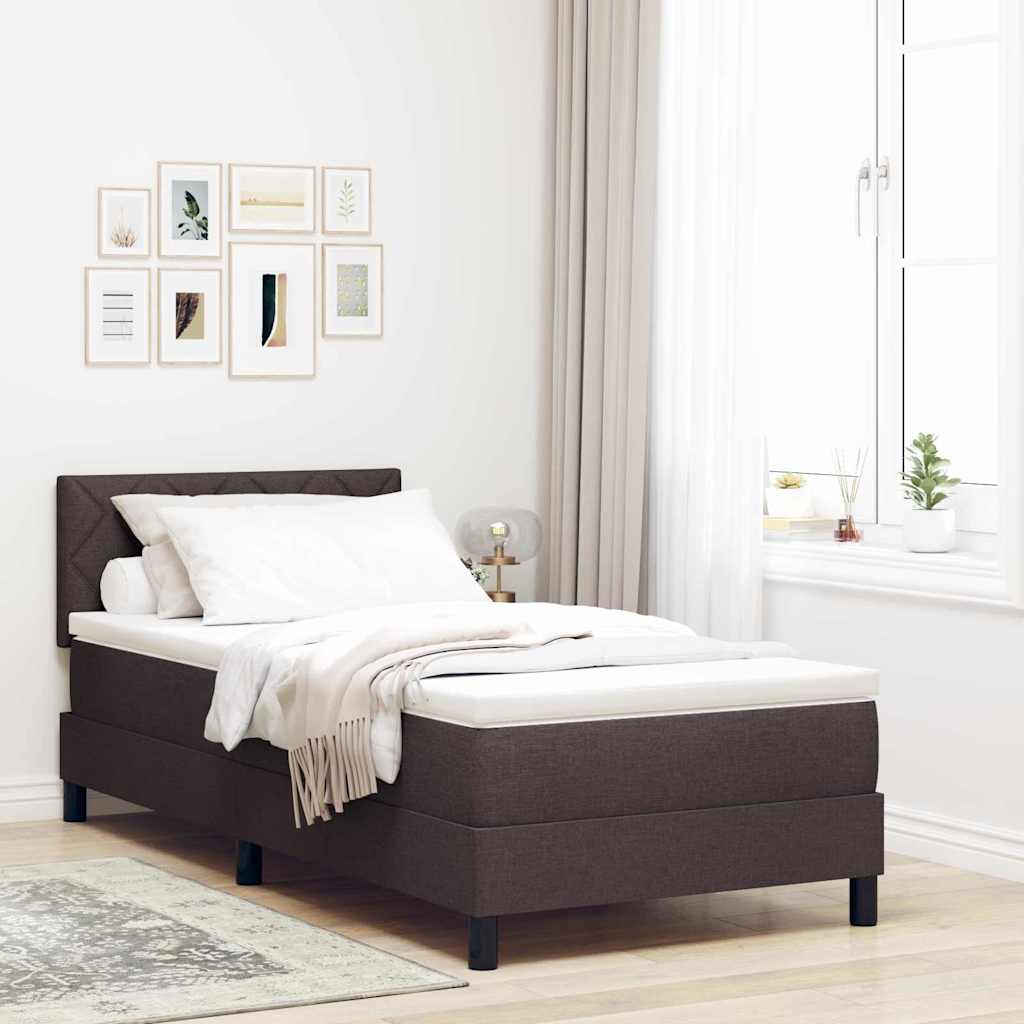 Boxspringbett mit Matratze Dunkelbraun 100 x 200 cm Stoff