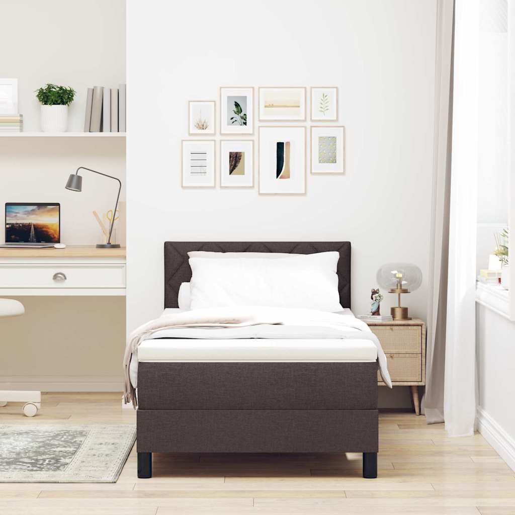 Boxspringbett mit Matratze Dunkelbraun 100 x 200 cm Stoff