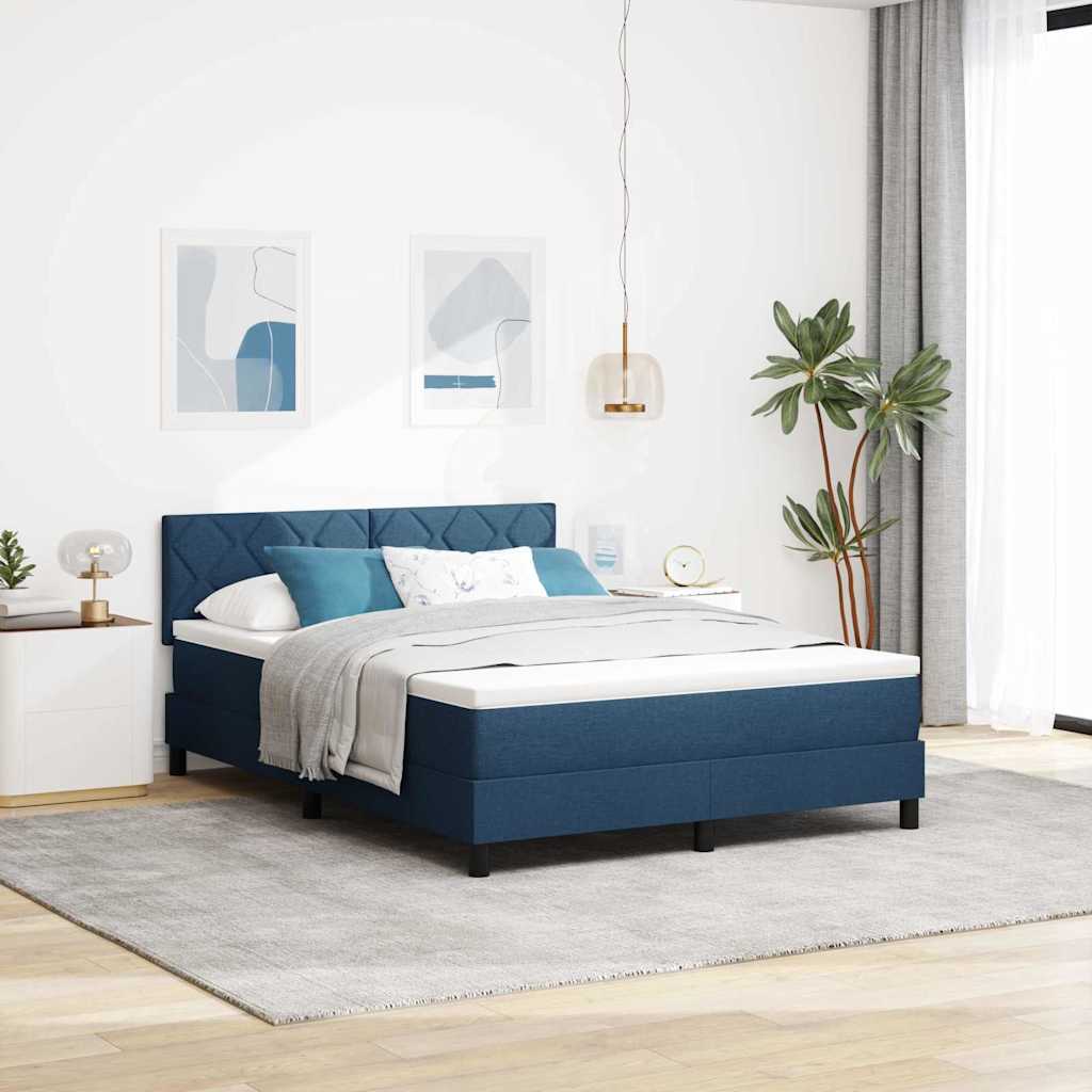 Boxspringbett mit Matratze mit Matratze Blau 140 x 190 cm Stoff