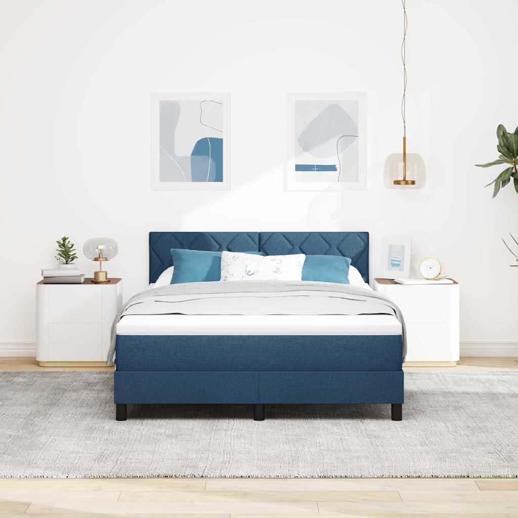 Boxspringbett mit Matratze mit Matratze Blau 140 x 190 cm Stoff