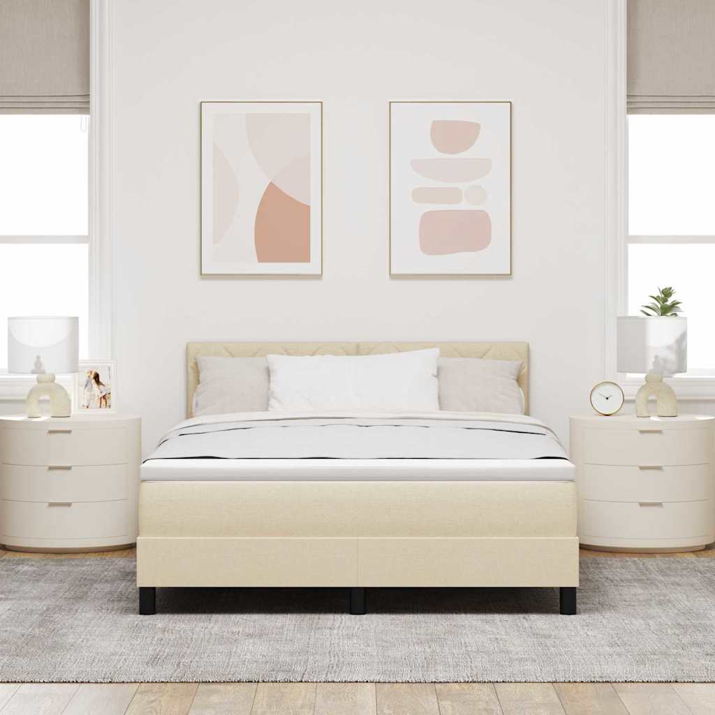 Boxspringbett mit Matratze Creme 140 x 200 cm Stoff