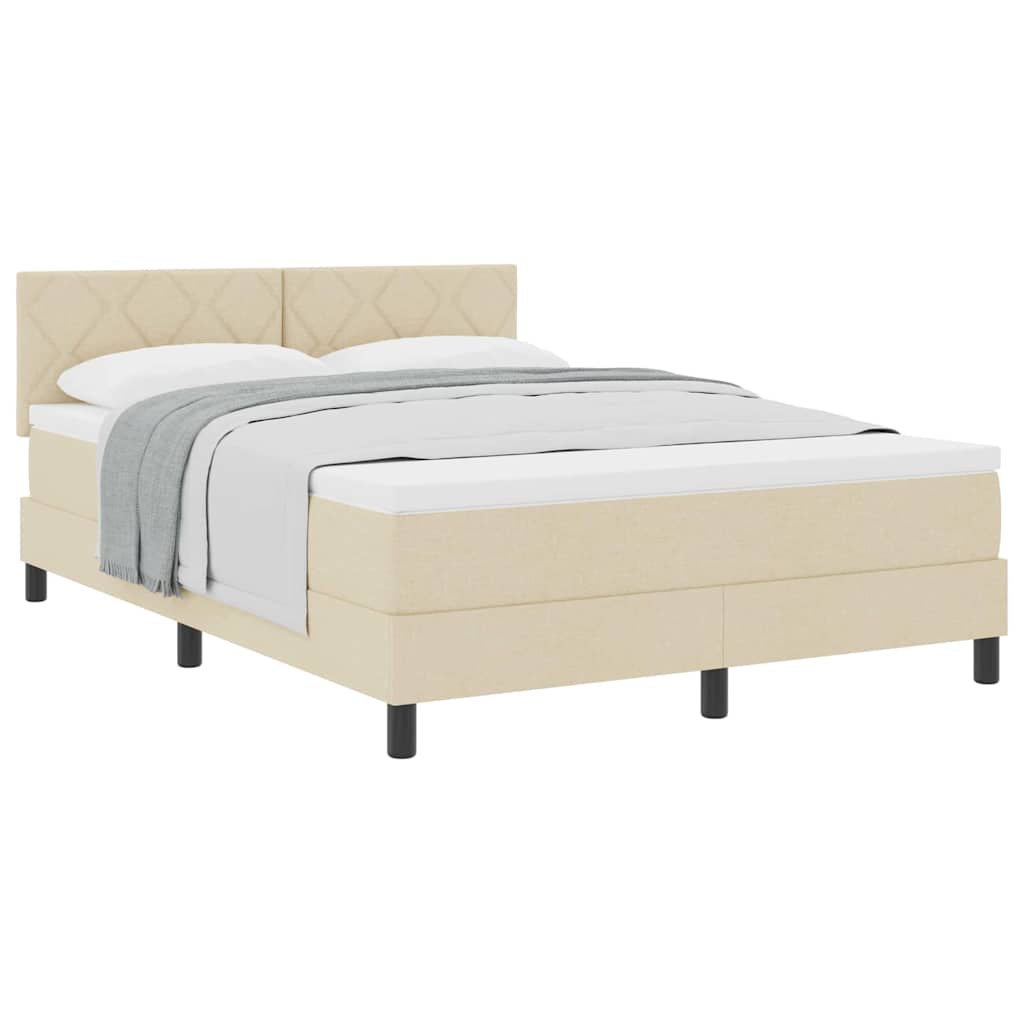 Boxspringbett mit Matratze Creme 140 x 200 cm Stoff