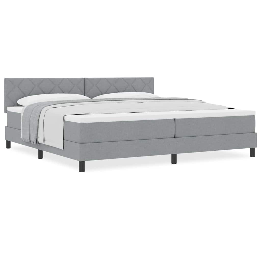 Boxspringbett mit Matratze Hellgrau 200 x 200 cm Stoff