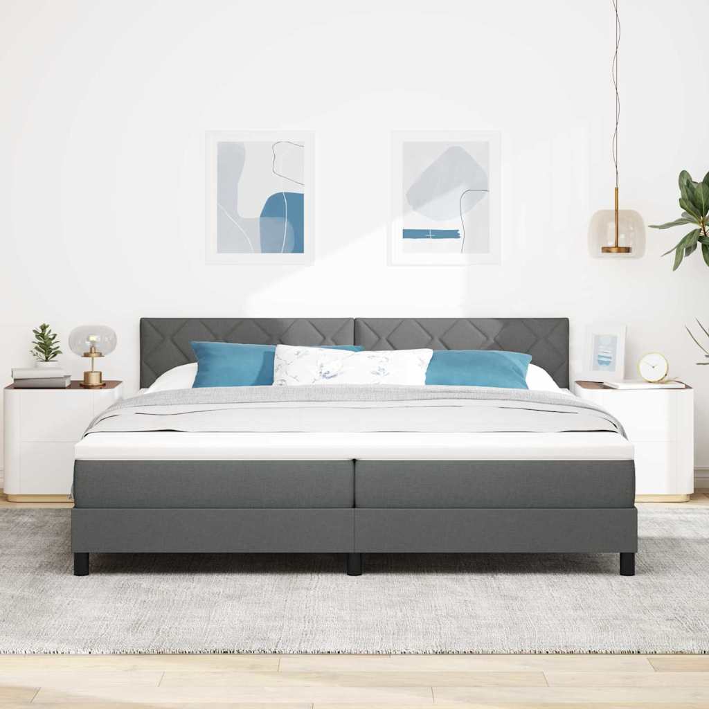 Boxspringbett mit Matratze Dunkelgrau 200 x 200 cm Stoff