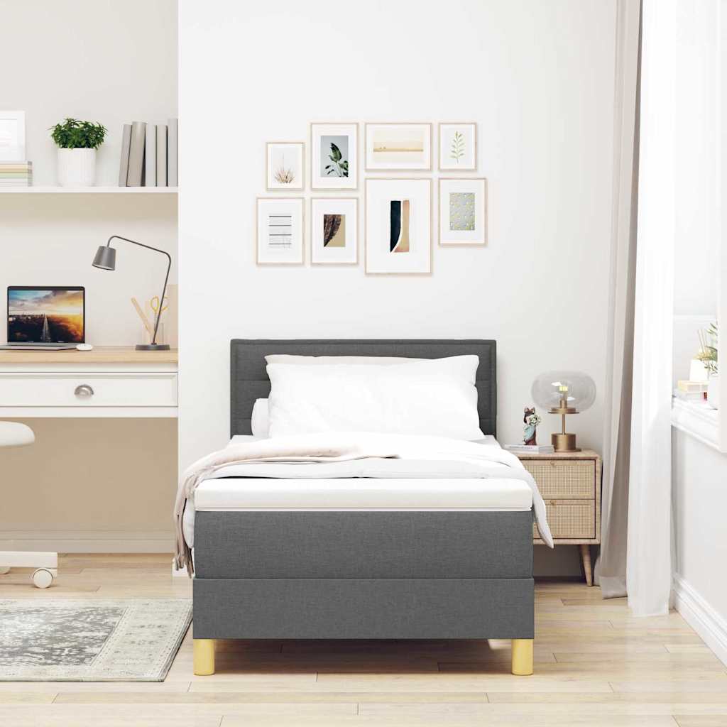 Boxspringbett mit Matratze Dunkelgrau 90 x 190 cm Stoff