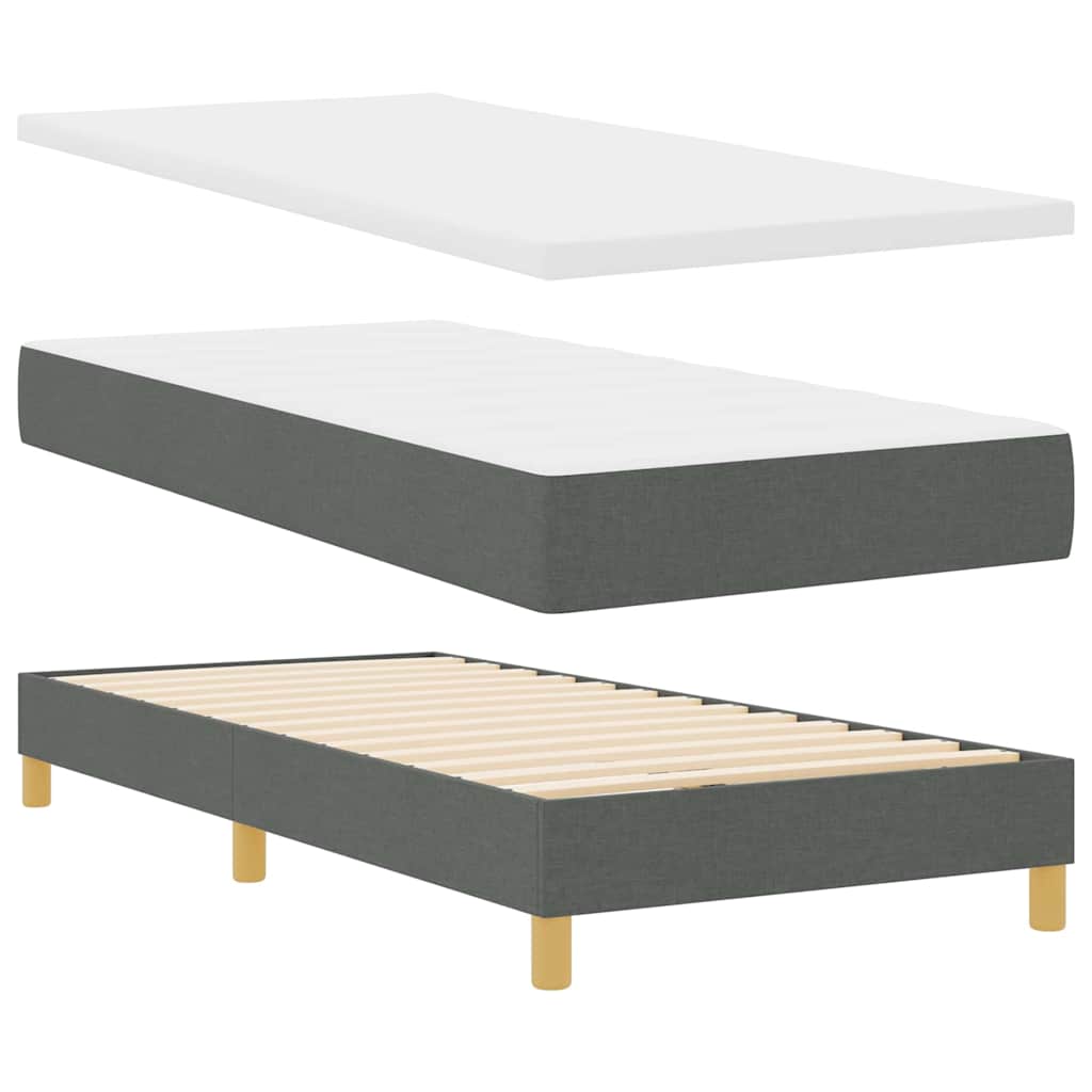 Boxspringbett mit Matratze Dunkelgrau 90 x 190 cm Stoff
