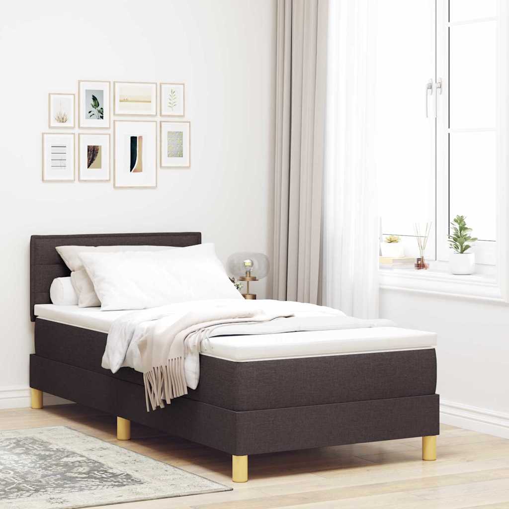 Boxspringbett mit Matratze Dunkelbraun 90 x 200 cm Stoff