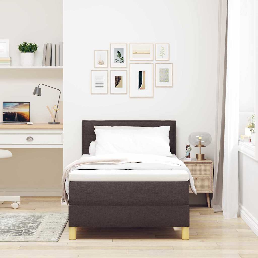 Boxspringbett mit Matratze Dunkelbraun 90 x 200 cm Stoff