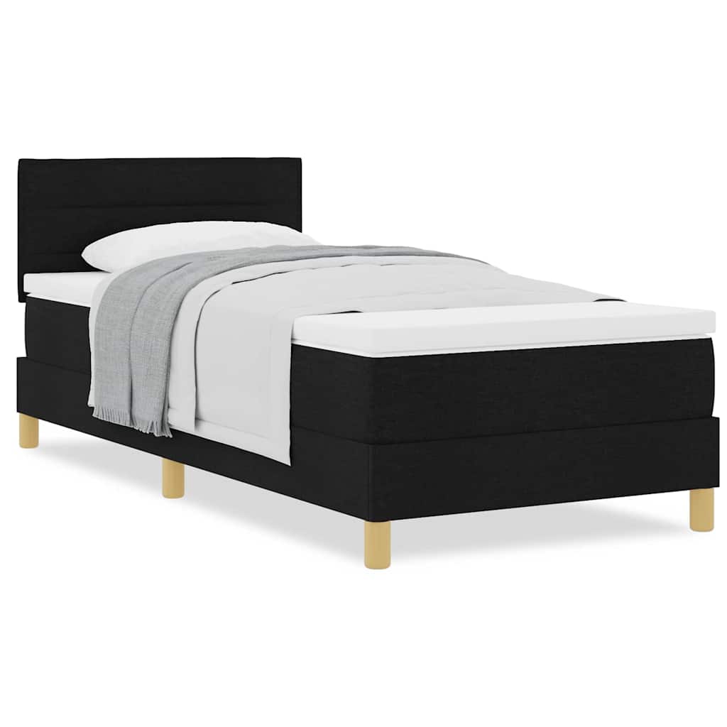 Boxspringbett mit Matratze Schwarz 100 x 200 cm Stoff