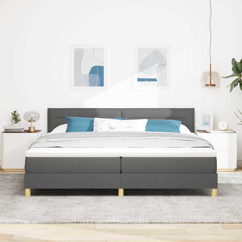 Boxspringbett mit Matratze Dunkelgrau 200 x 200 cm Stoff