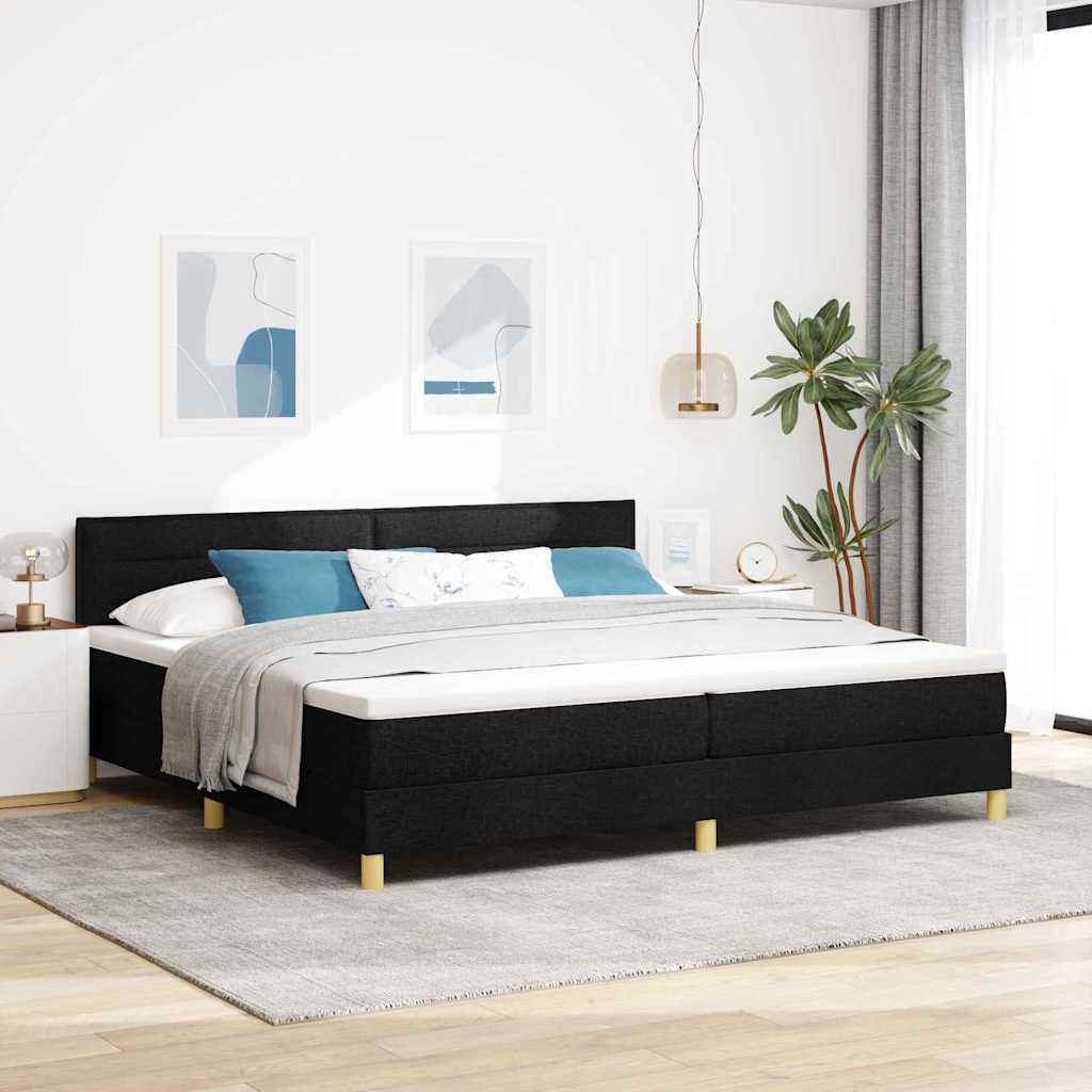 Boxspringbett mit Matratze Schwarz 200 x 200 cm Stoff