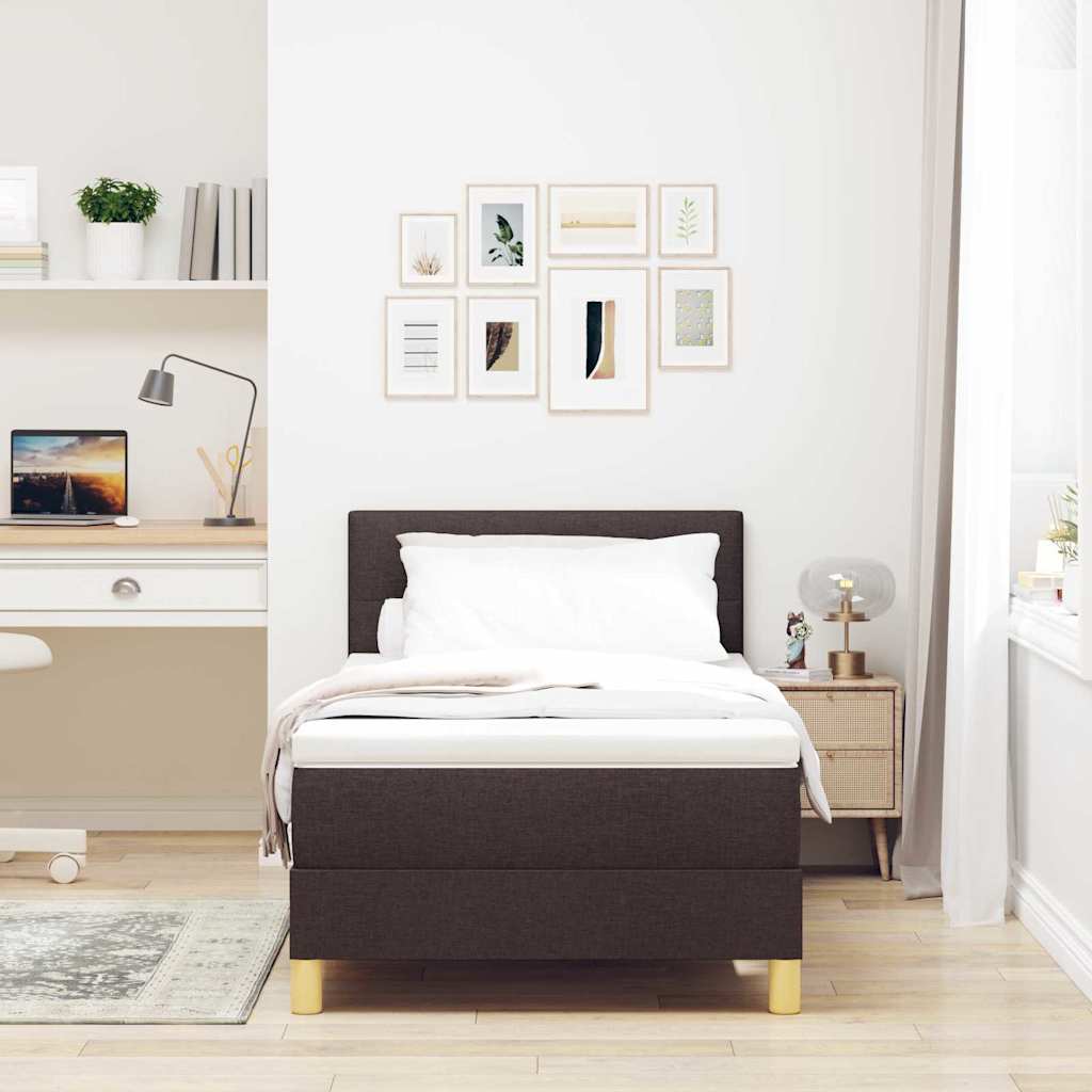 Boxspringbett mit Matratze Dunkelbraun 80 x 200 cm Stoff