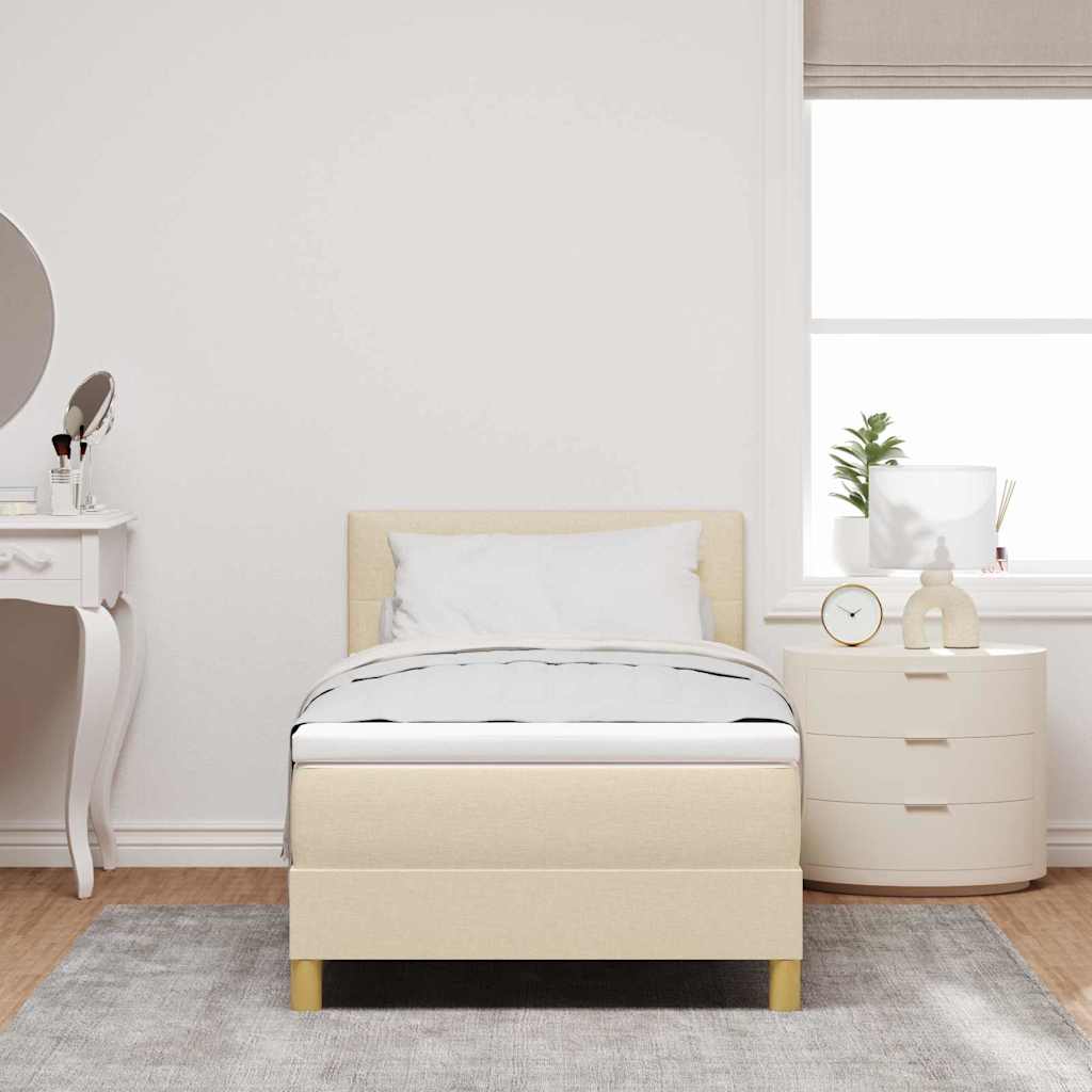 Boxspringbett mit Matratze mit Matratze Creme 80 x 200 cm Stoff