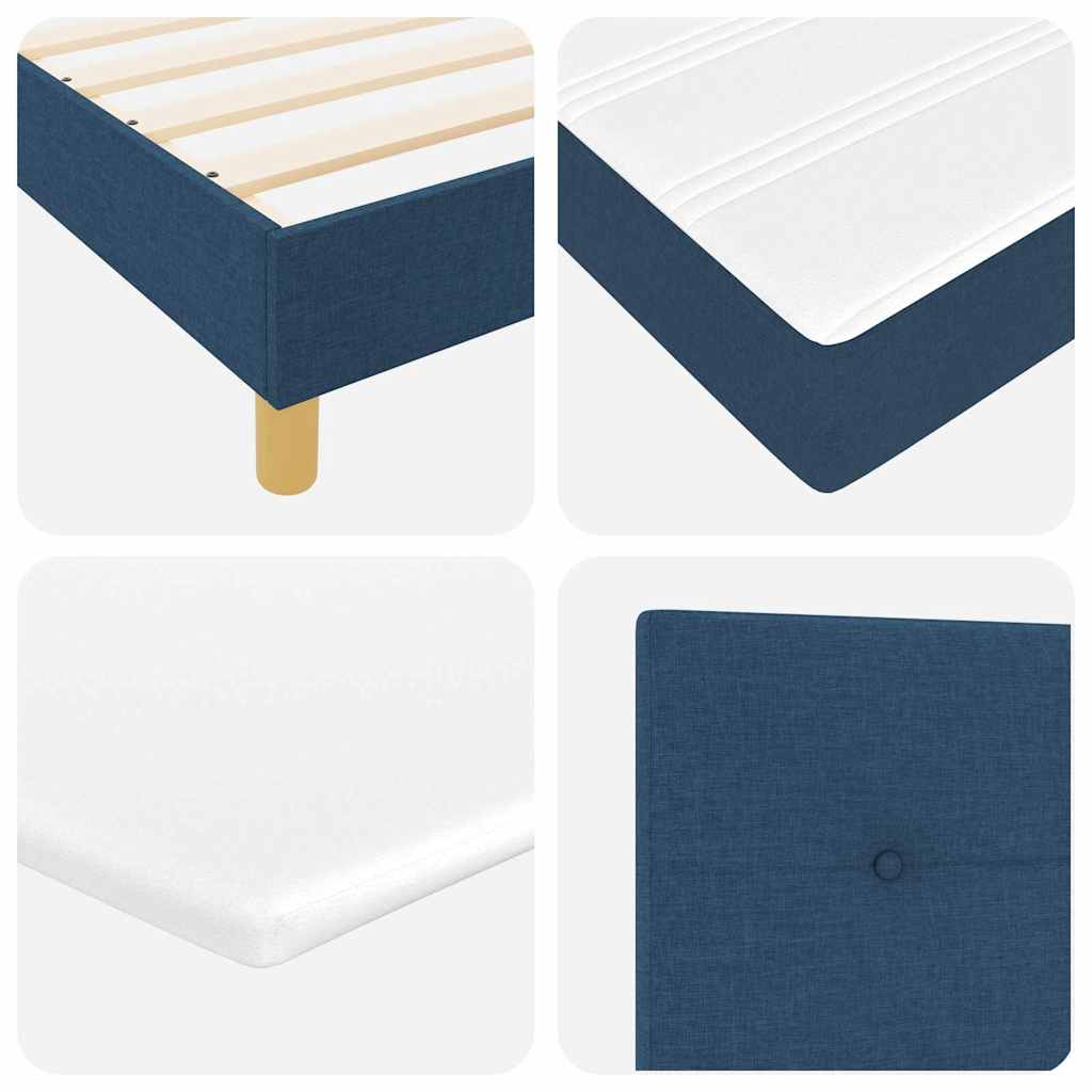 Boxspringbett mit Matratze mit Matratze Blau 80 x 200 cm Stoff