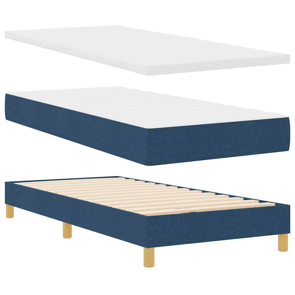 Boxspringbett mit Matratze mit Matratze Blau 80 x 200 cm Stoff