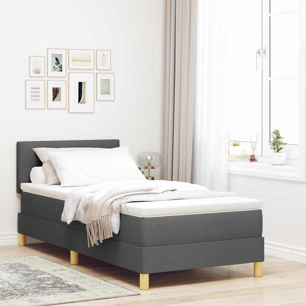 Boxspringbett mit Matratze Dunkelgrau 90 x 200 cm Stoff