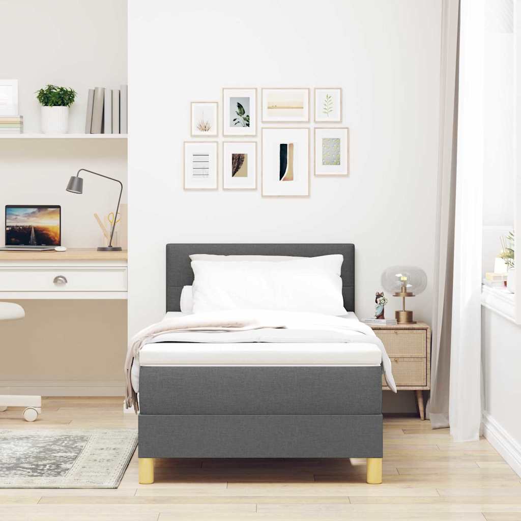 Boxspringbett mit Matratze Dunkelgrau 90 x 200 cm Stoff