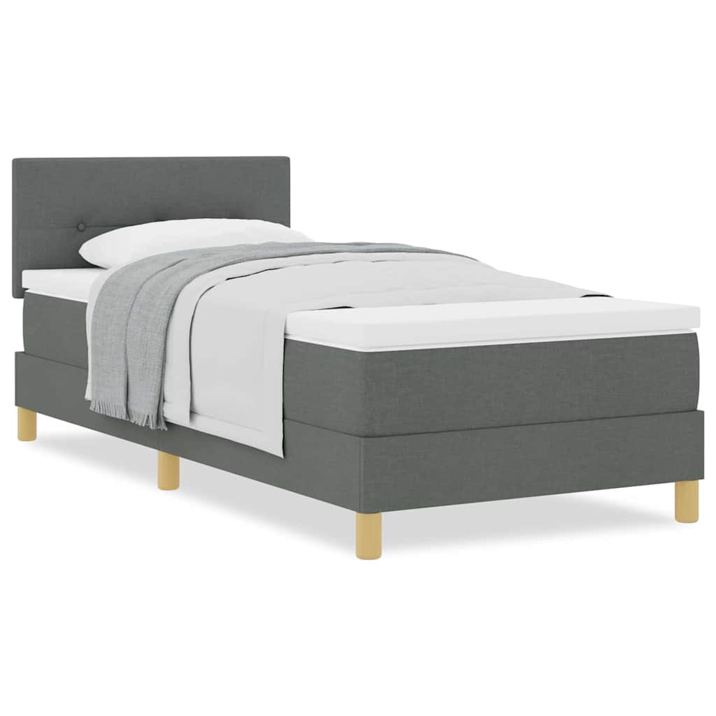 Boxspringbett mit Matratze Dunkelgrau 90 x 200 cm Stoff
