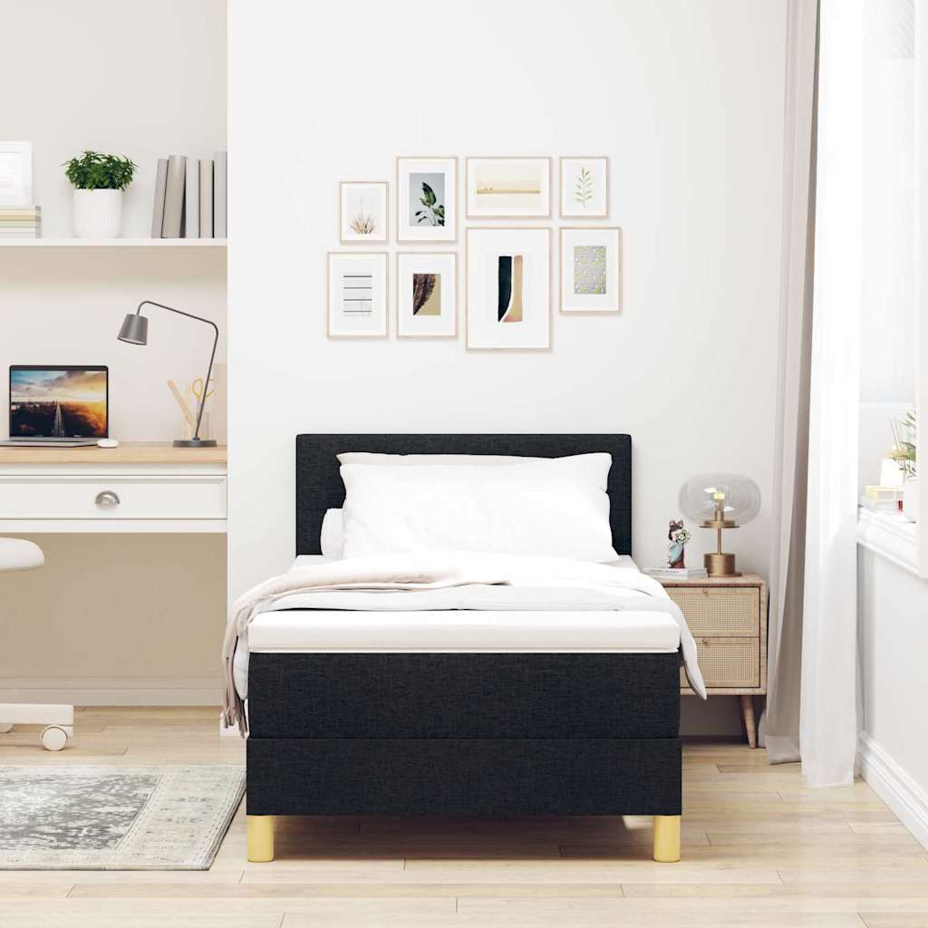 Boxspringbett mit Matratze Schwarz 90 x 200 cm Stoff