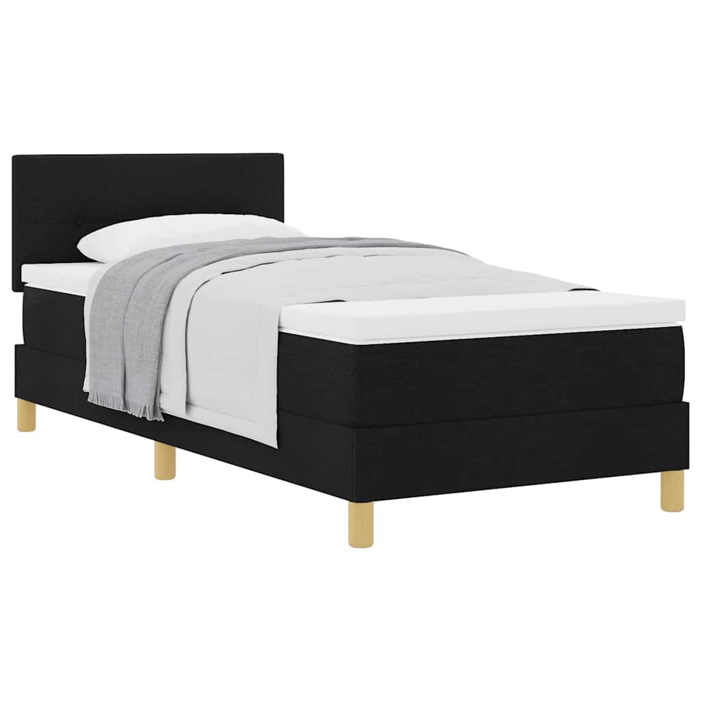 Boxspringbett mit Matratze Schwarz 90 x 200 cm Stoff