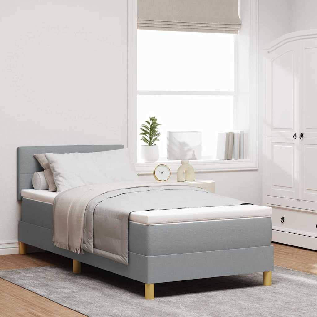 Boxspringbett mit Matratze Hellgrau 100 x 200 cm Stoff