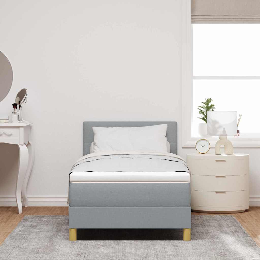 Boxspringbett mit Matratze Hellgrau 100 x 200 cm Stoff