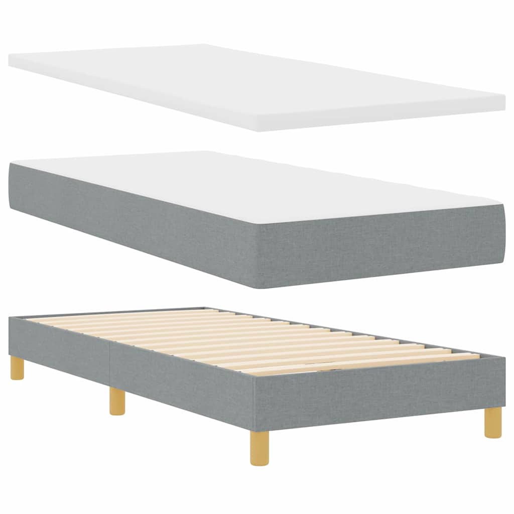 Boxspringbett mit Matratze Hellgrau 100 x 200 cm Stoff