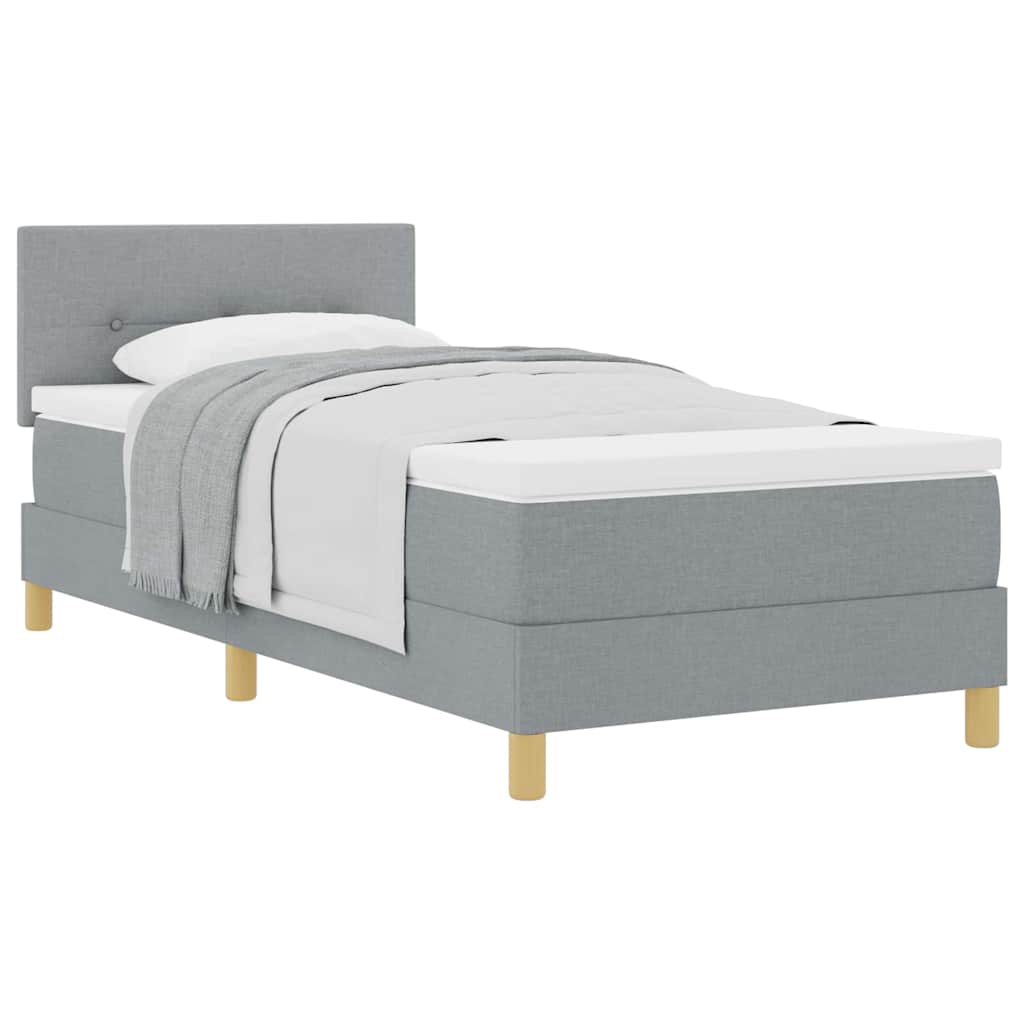 Boxspringbett mit Matratze Hellgrau 100 x 200 cm Stoff