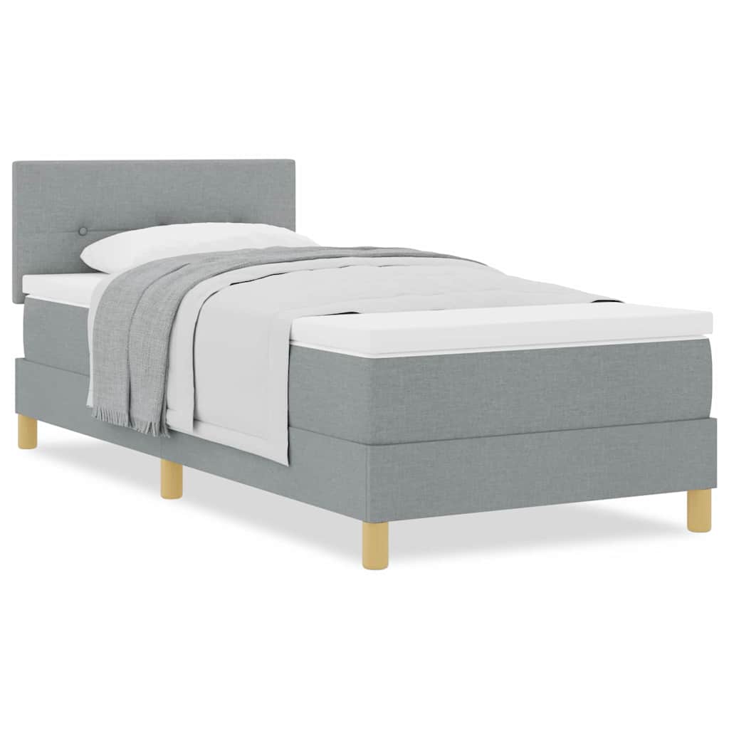 Boxspringbett mit Matratze Hellgrau 100 x 200 cm Stoff