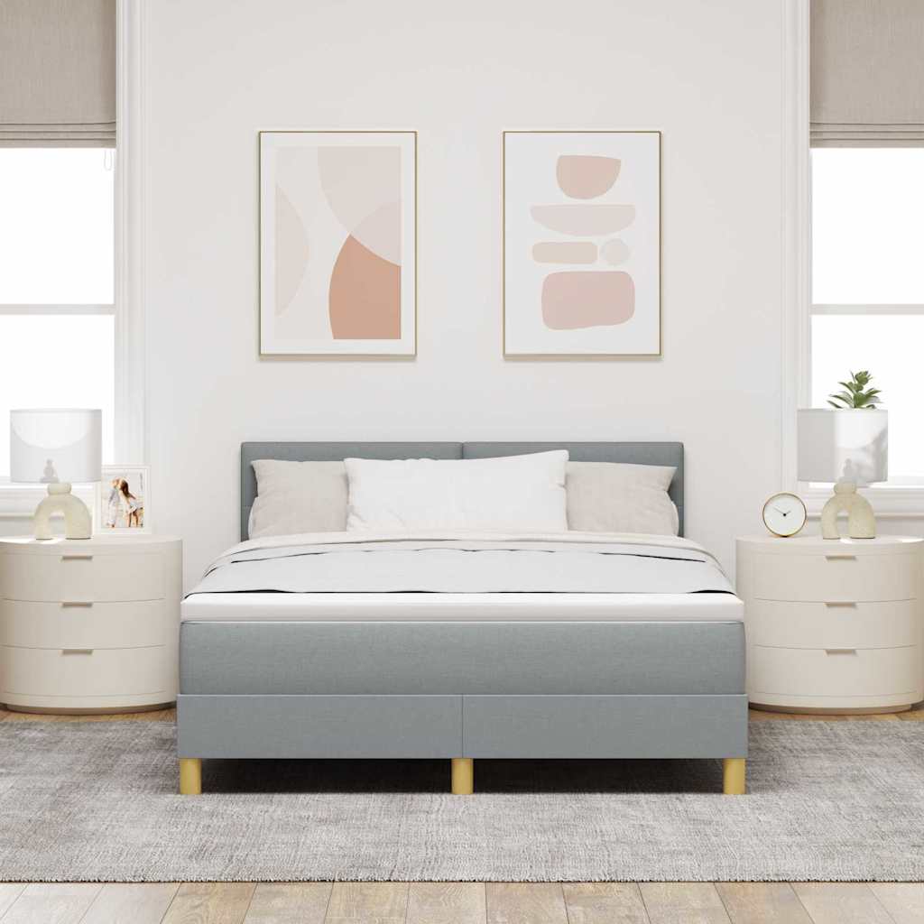 Boxspringbett mit Matratze Hellgrau 160 x 200 cm Stoff