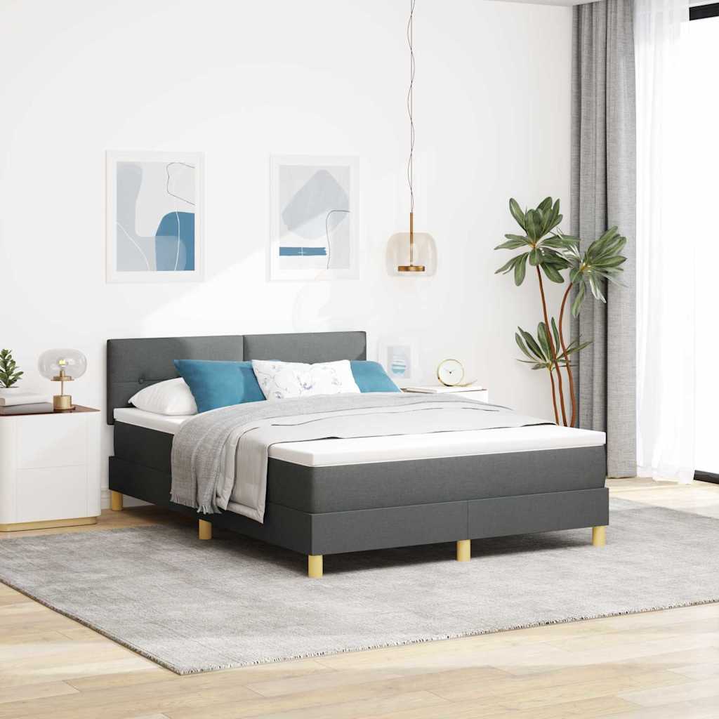 Boxspringbett mit Matratze Dunkelgrau 160 x 200 cm Stoff