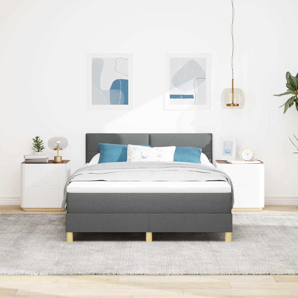 Boxspringbett mit Matratze Dunkelgrau 160 x 200 cm Stoff